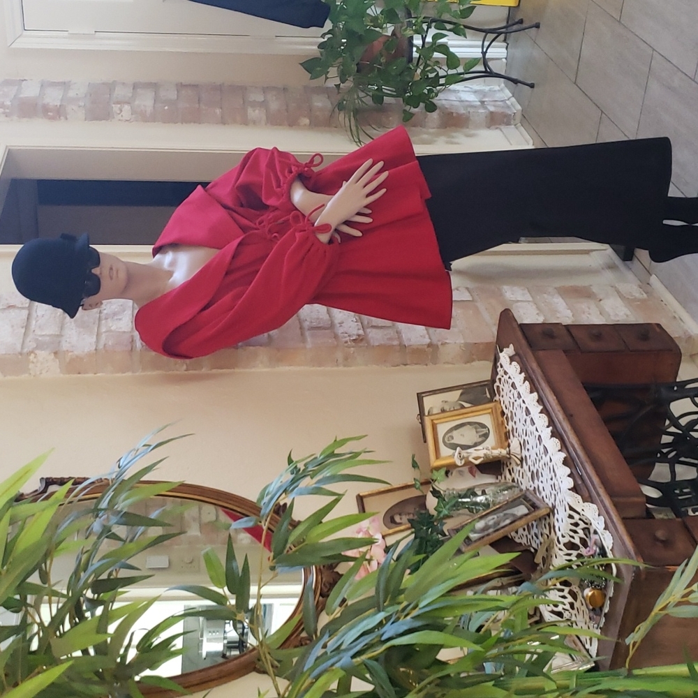 Red Women's Wool Wrap Hoodie Coat